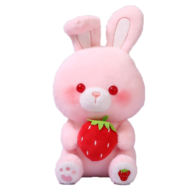 Peluches ours et lapin fraise