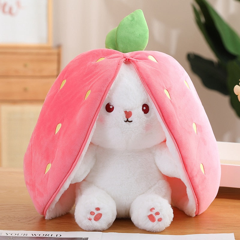 Peluches lapin carotte et fraise