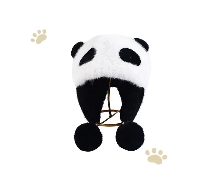 Chapeau panda en peluche