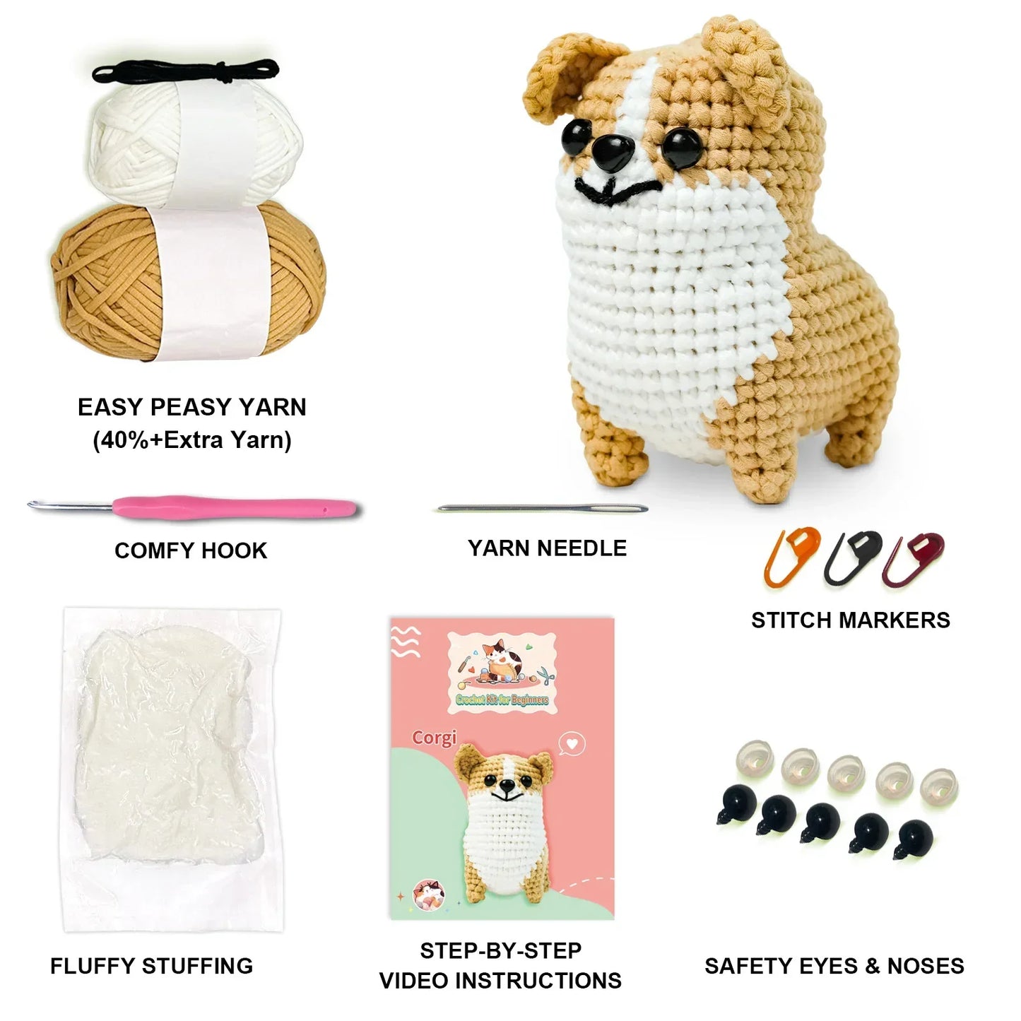 Corgi - Kit de crochet kawaii para principiantes