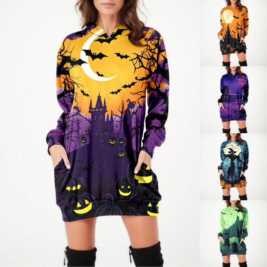 Robe à capuche imprimée Halloween