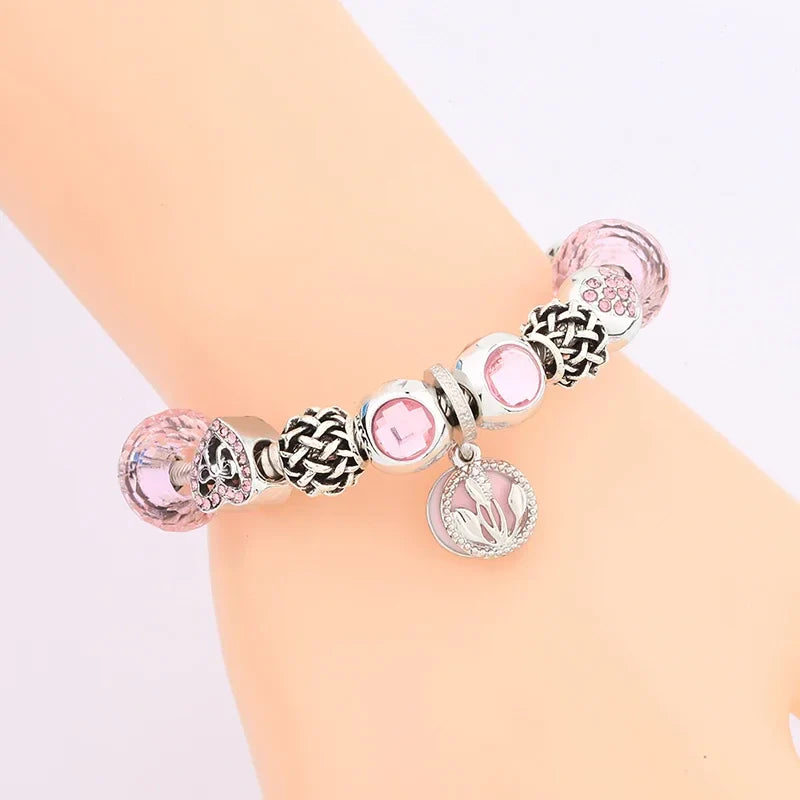 Bracelets à breloques roses Kawaii