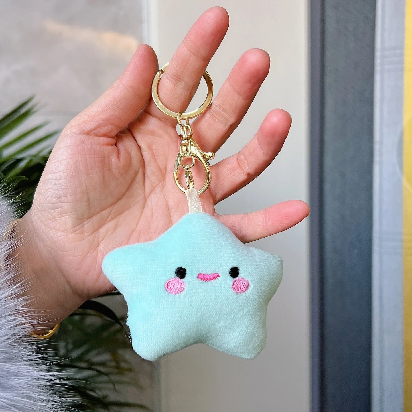 Porte-clés pendentif en peluche étoile kawaii