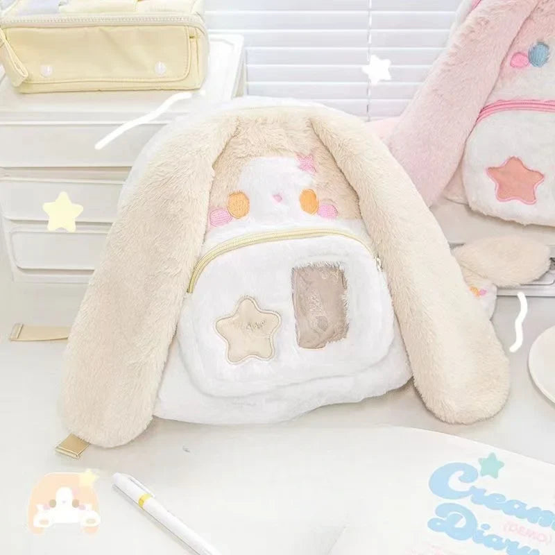 Mochila de conejito de peluche kawaii