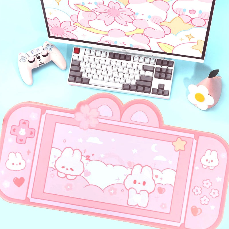 Almohadillas de escritorio con diseño de gato y conejo