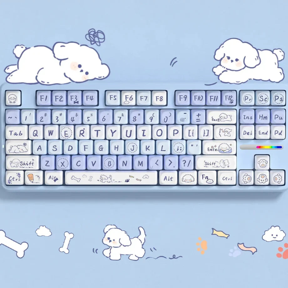 Juego de teclas con forma de cachorro juguetón kawaii