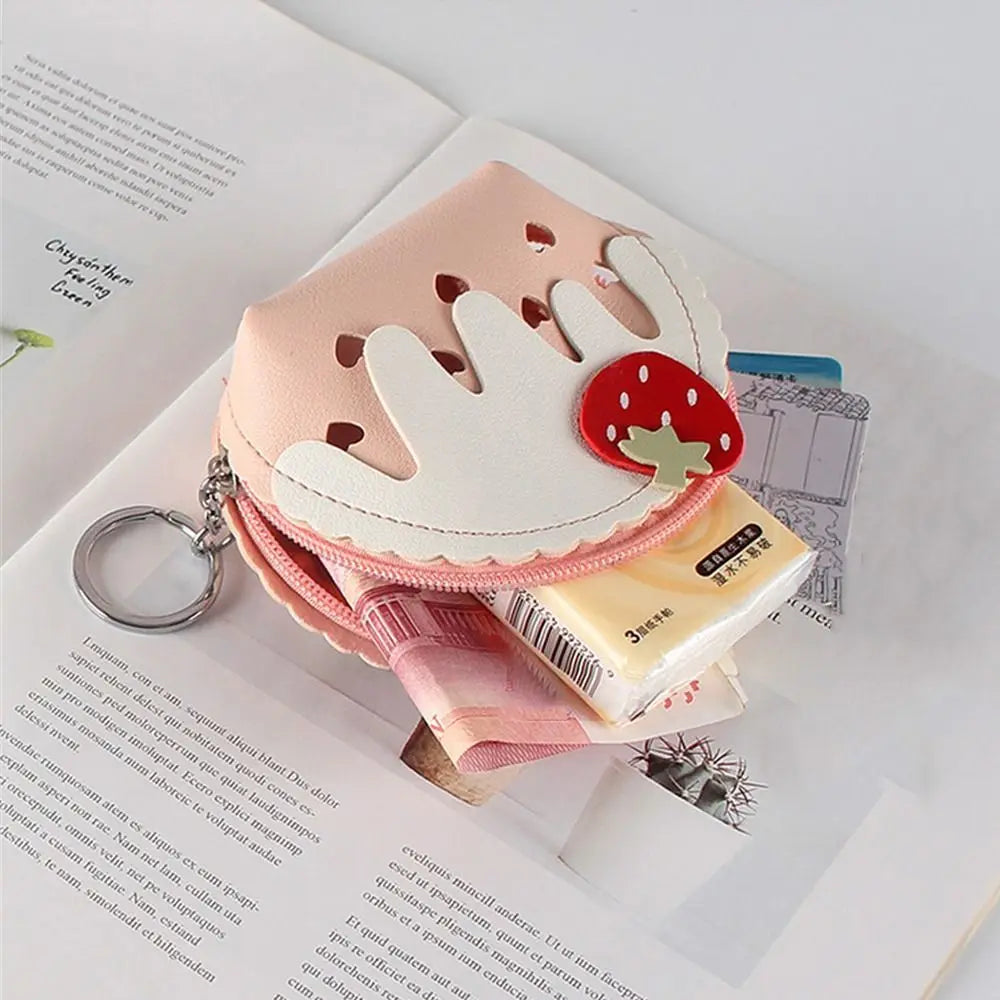Porte-monnaie en forme de glace à la fraise