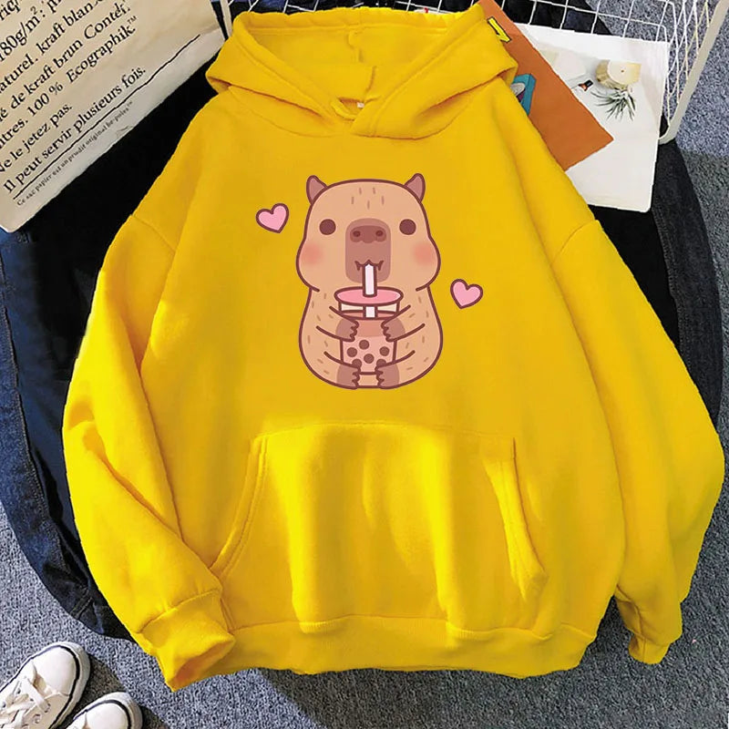 Capybara Hearts Boba Tea Hoodie