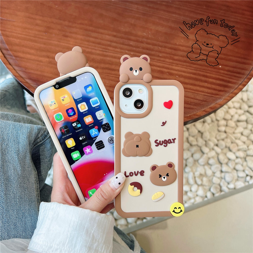 Fundas para iPhone con diseño de conejito y oso