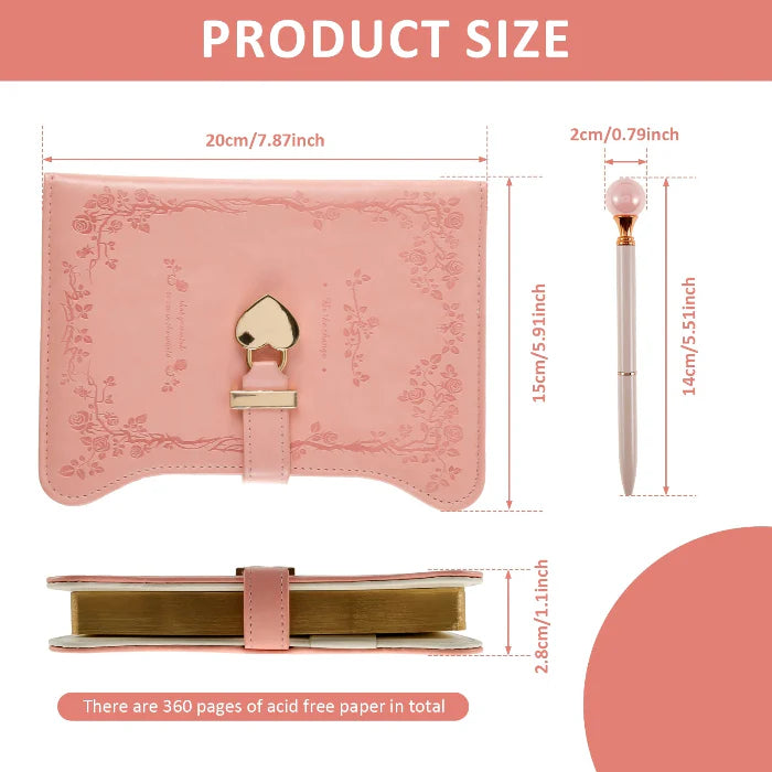 Journal pastel avec cadenas en forme de cœur