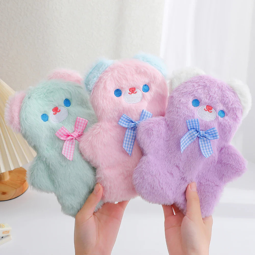 Estuche para lápices de oso de peluche en tonos pastel