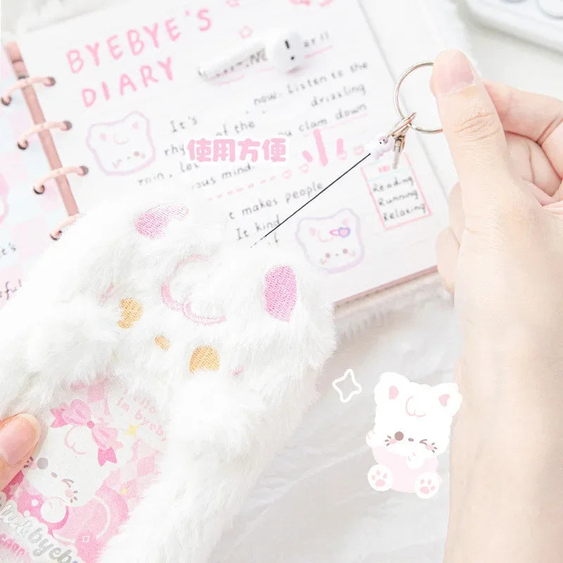Porta tarjetas con foto de peluche de cachorro y gatito