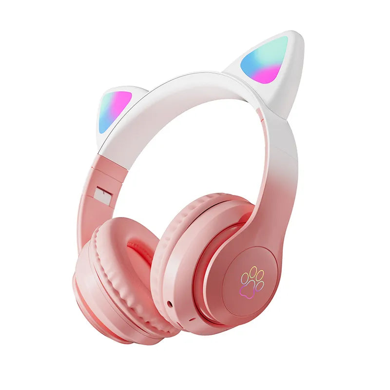Casque de jeu à oreilles de chat avec lumières LED