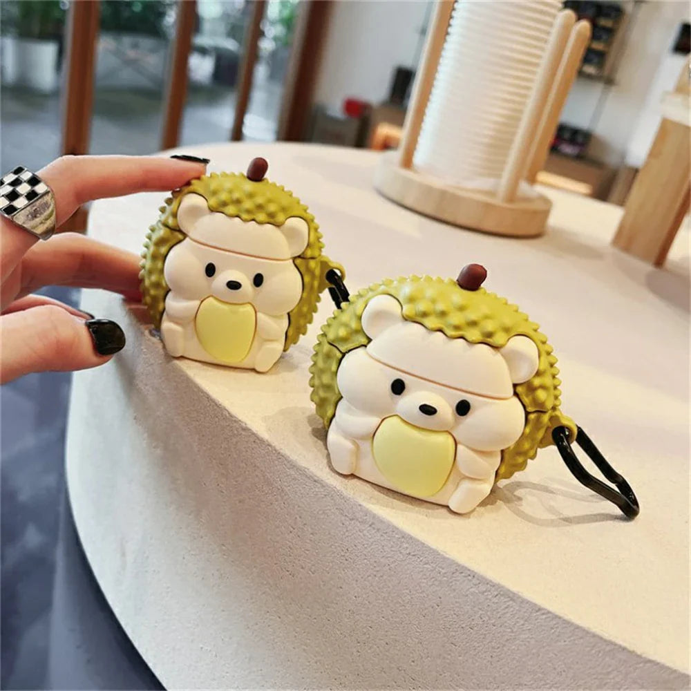 Estuche para Airpods con diseño de erizo de durian