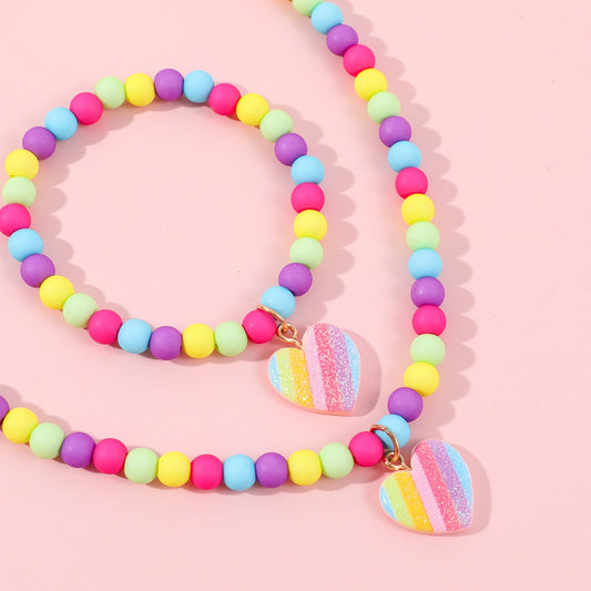Ensemble de bijoux en forme de cœur pastel