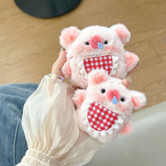 Étui AirPods en peluche cochon