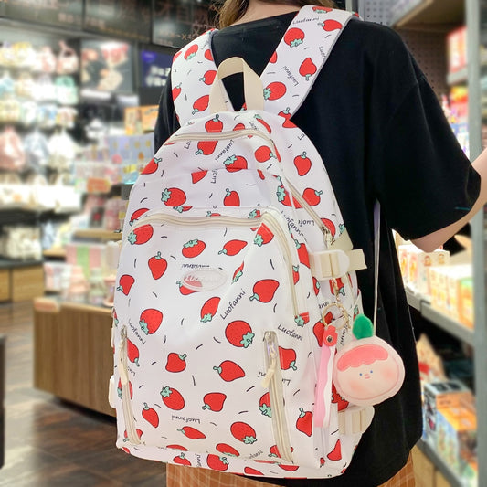 Sac à dos imperméable à imprimé fraise