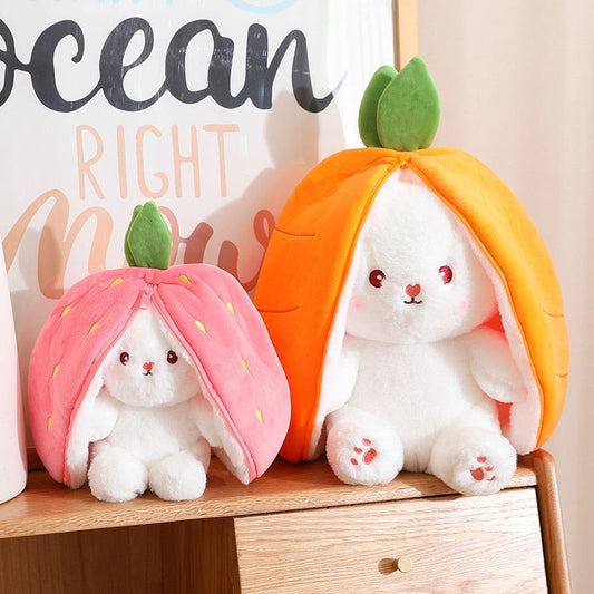 Peluches lapin carotte et fraise