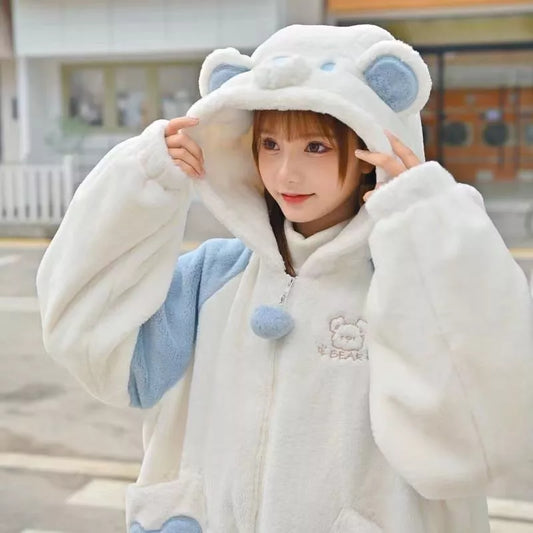Sweat à capuche ours polaire