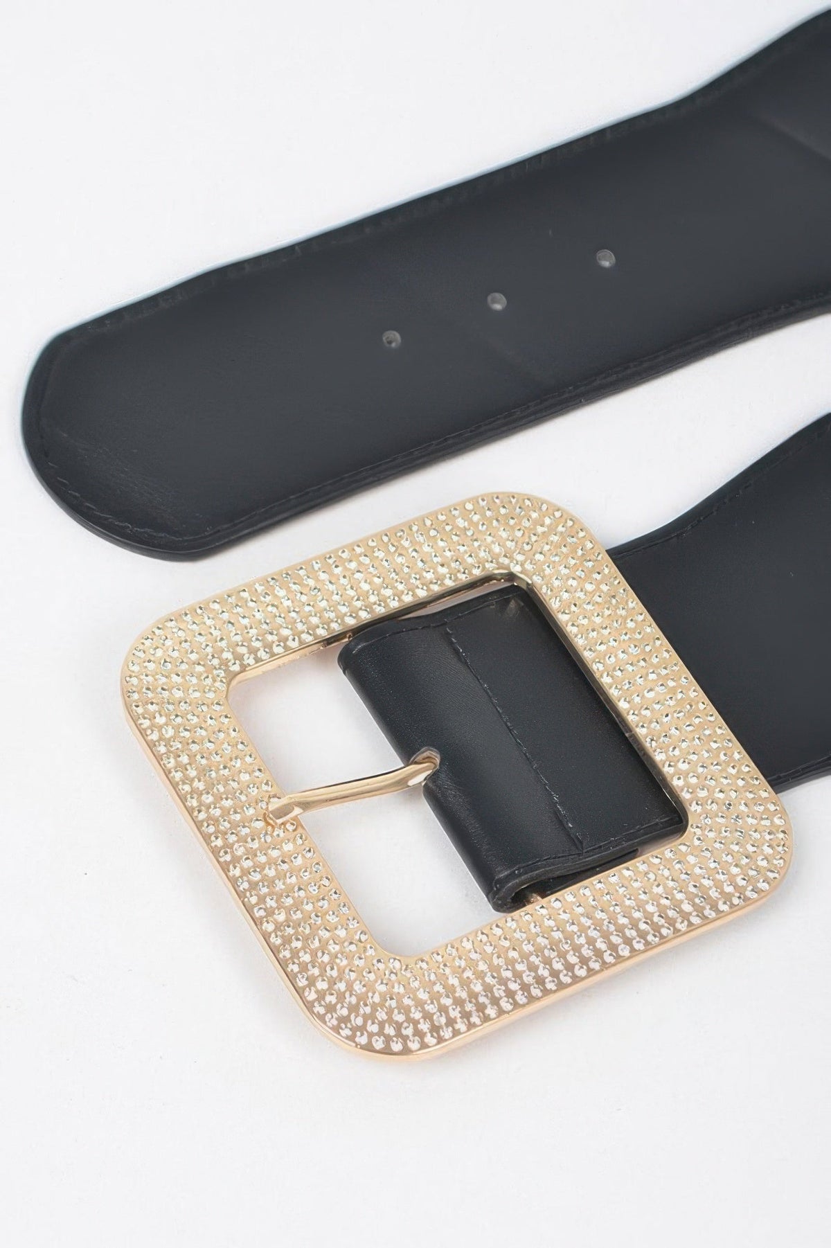 Chinatown Rhinestone Square Buckle Elastic Belt (Plus Size)