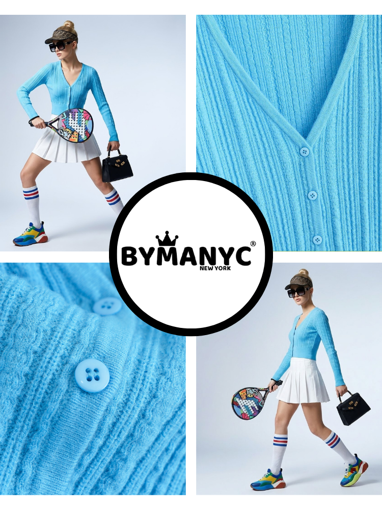 Skyline Sky Blue Ribbed Cardigan