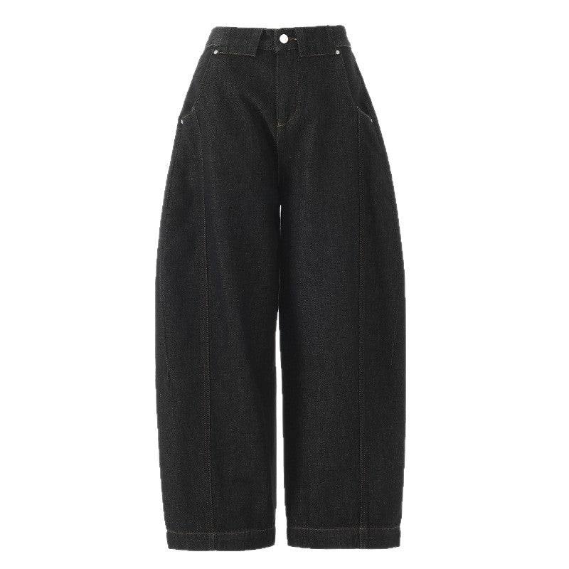Astor Black Barrel-Leg Jeans