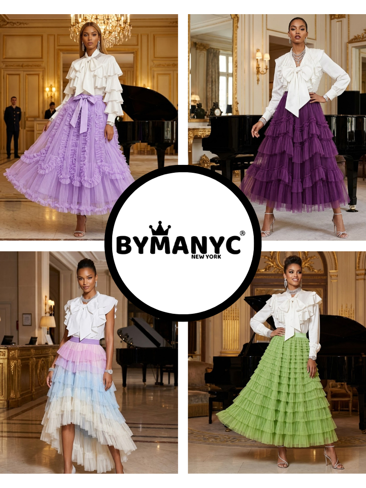 Tuileries Mint Green Ruffled Tulle Maxi Skirt
