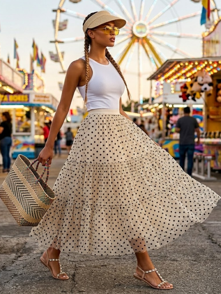Chelsea Polka Dot Tiered Tulle Skirt