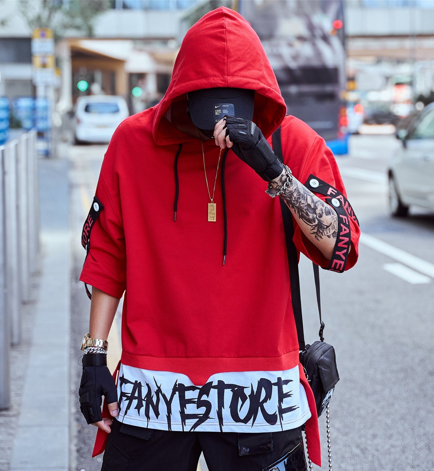 Red Solo Movement Short Sleeves Hoodie