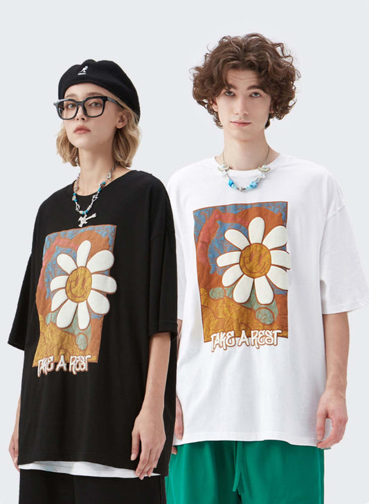 T-shirt à motif marguerite en couleur