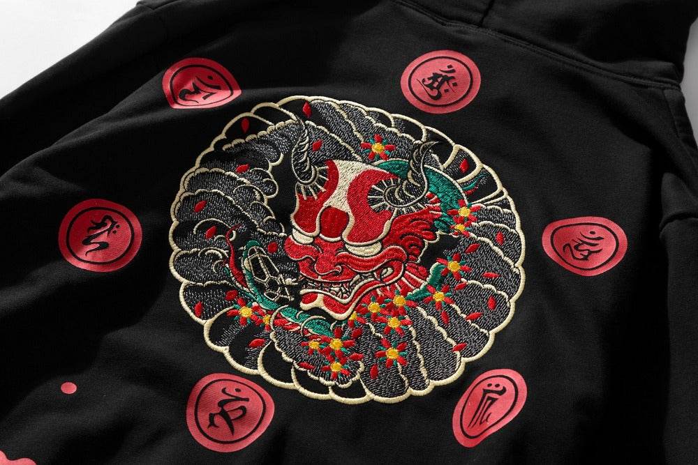 KH9060 Red Demon Embroidery Hoodie