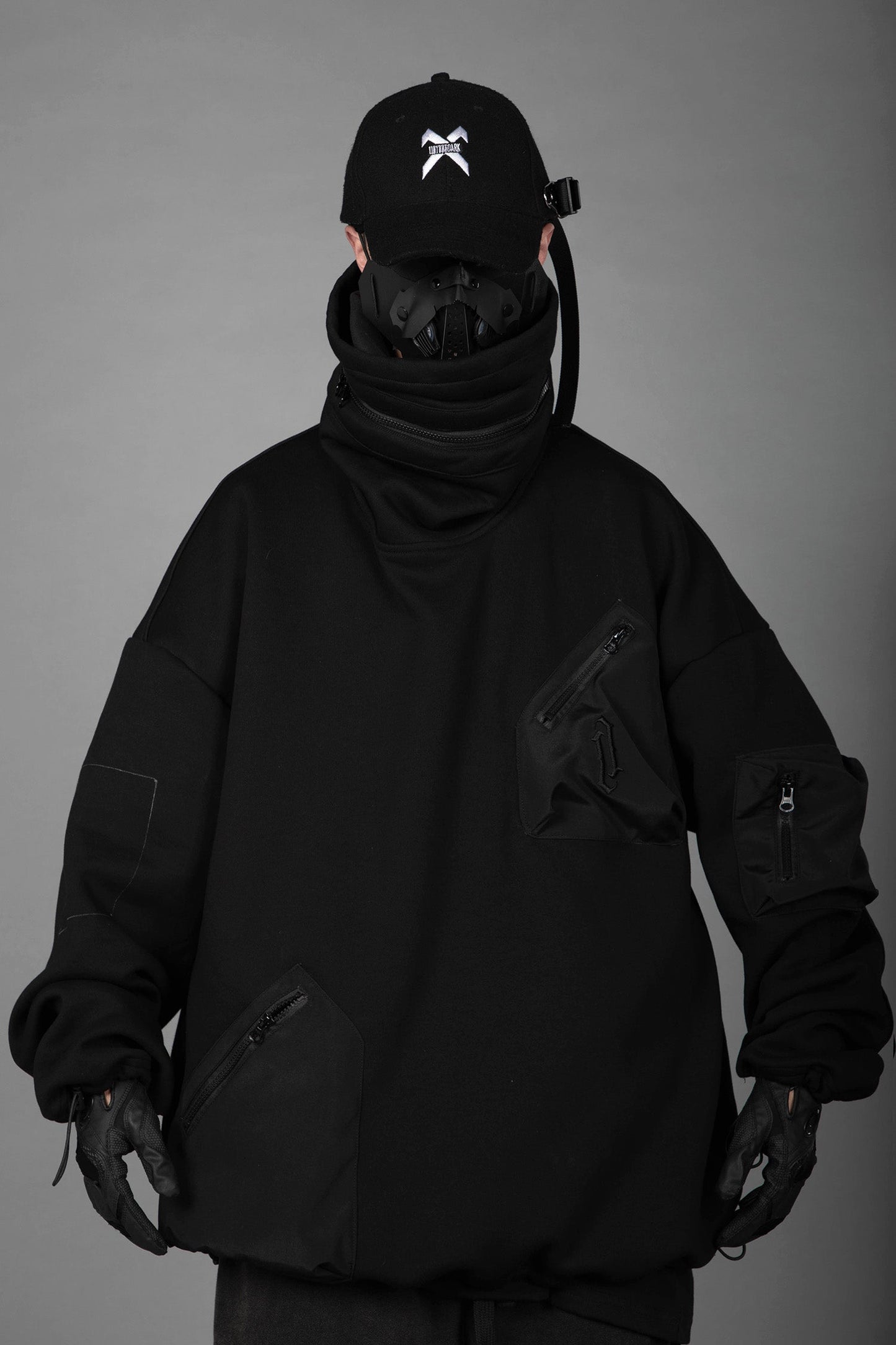 HiH33 Black Utility Hoodie