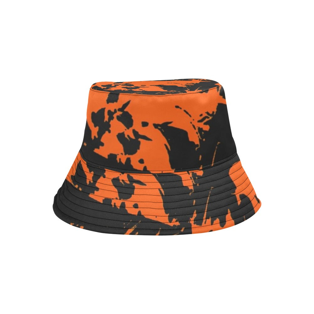 Black and Orange Spooky Paint Splatter Graffiti Bucket Hat
