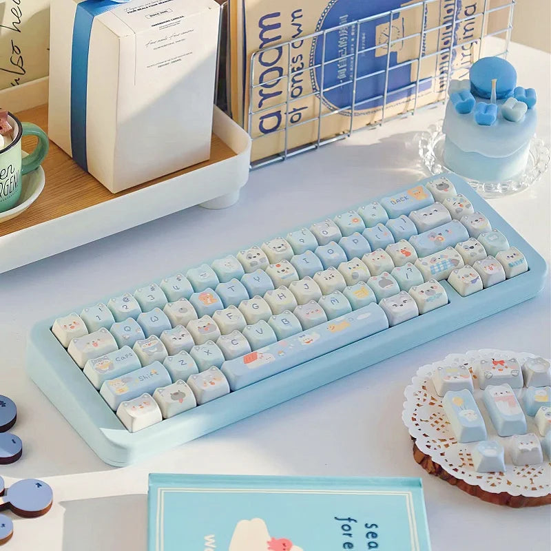 Juego de teclas de teclado con diseño de gato kawaii