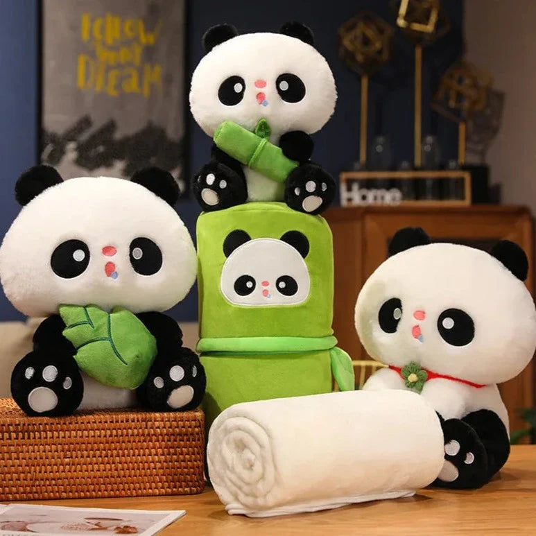 Peluches panda en bambou
