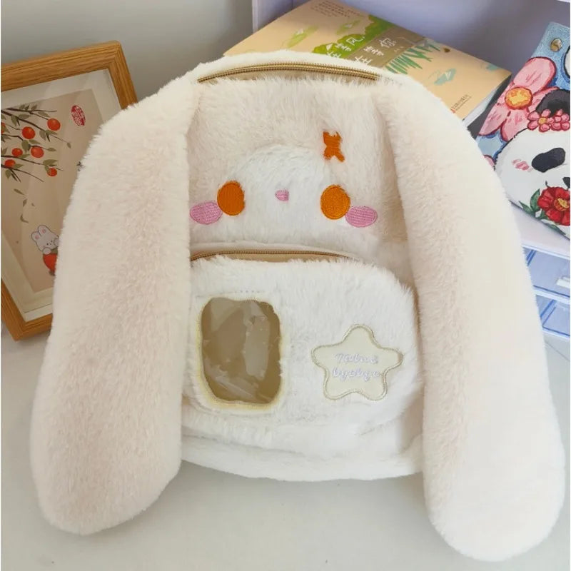 Mochila de conejito de peluche kawaii