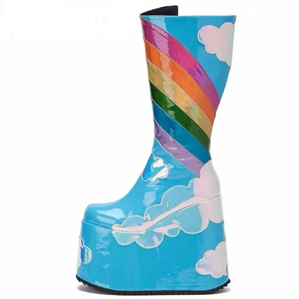 Bottes à plateforme Rainbow Clouds