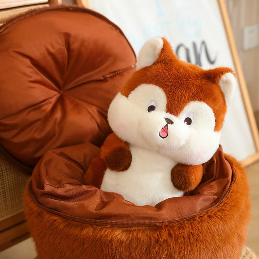 Peluches surprises écureuil gland