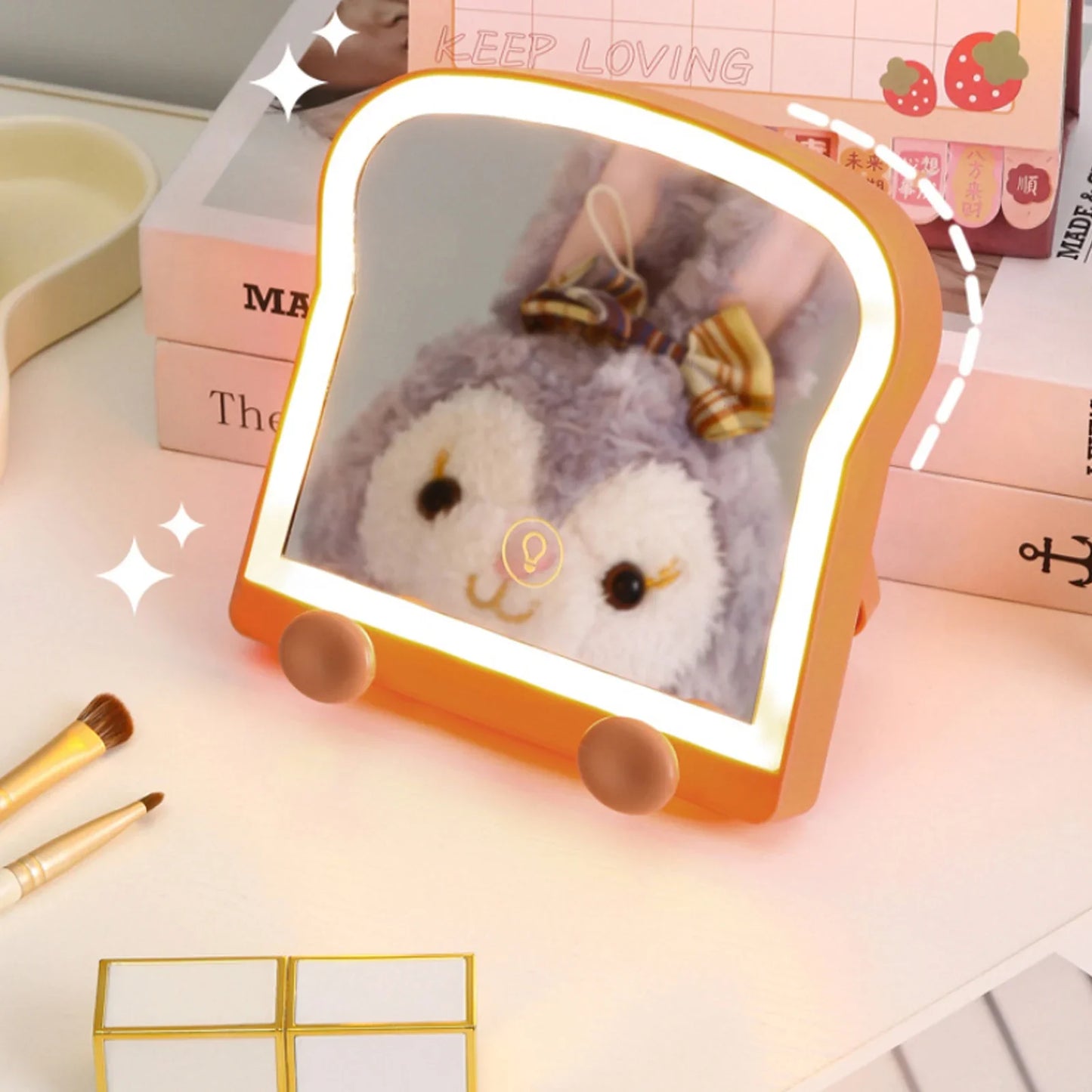 Miroir de maquillage LED Kawaii Toast