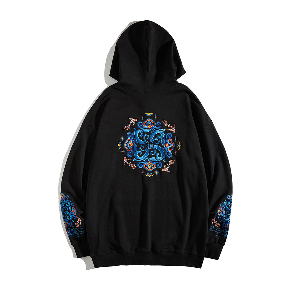 KH9201 Fish Art Embroidery Hoodie