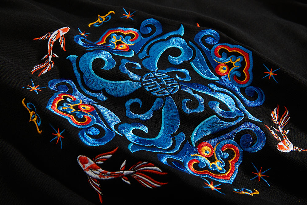 KH9201 Fish Art Embroidery Hoodie