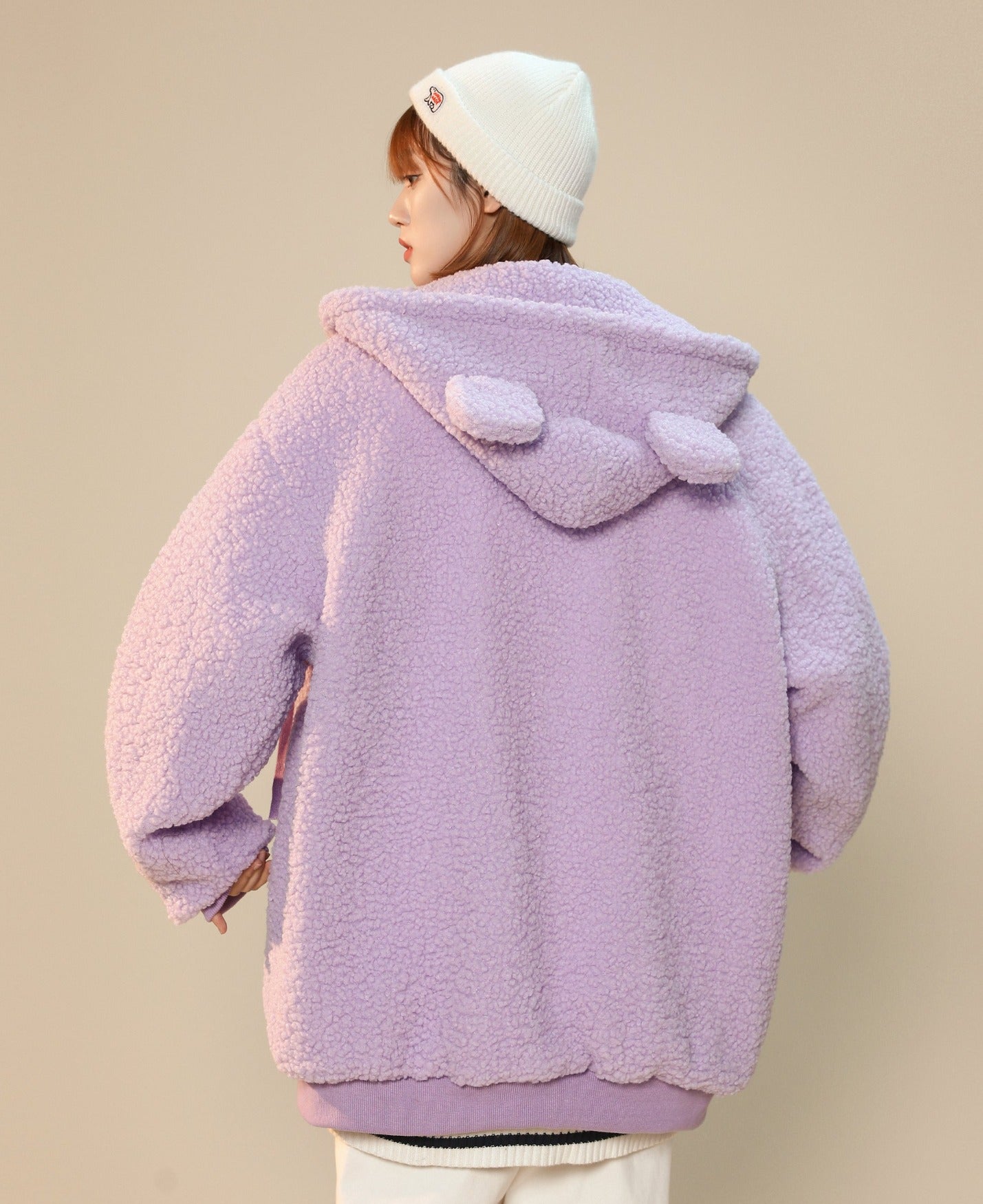 Veste d'hiver à oreilles de lapin en fourrure pour femme