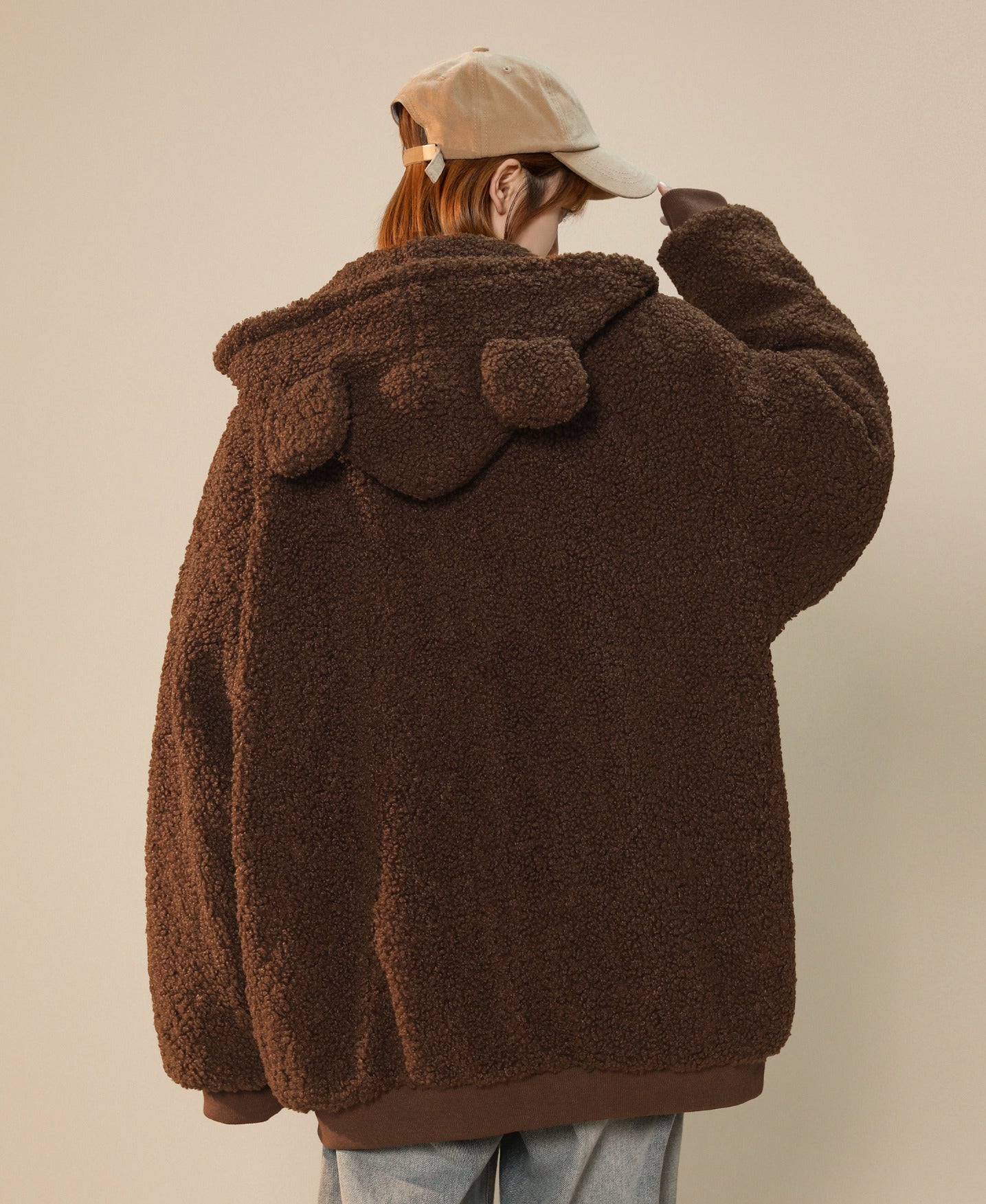Veste d'hiver à oreilles de lapin en fourrure pour femme