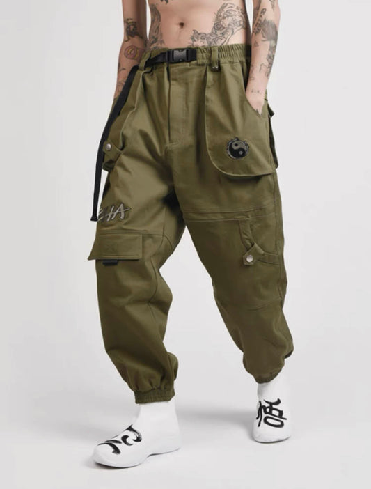 IBP332 Yin Yang Army Green Cargo Pants