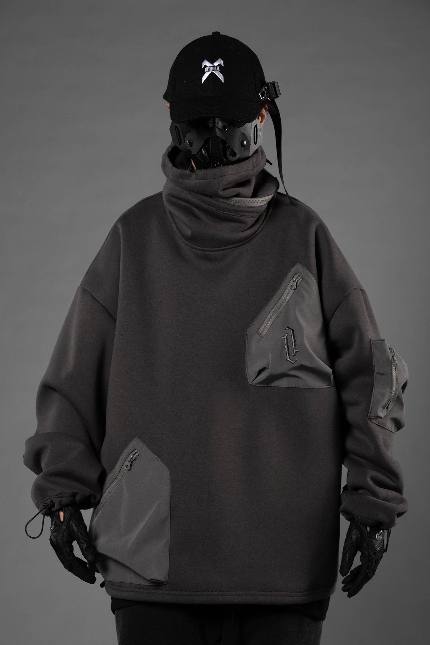 HiH33 Grey Utility Hoodie