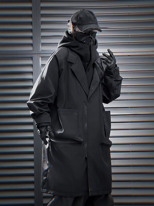 HiJ36 Black Urban Trench Coat