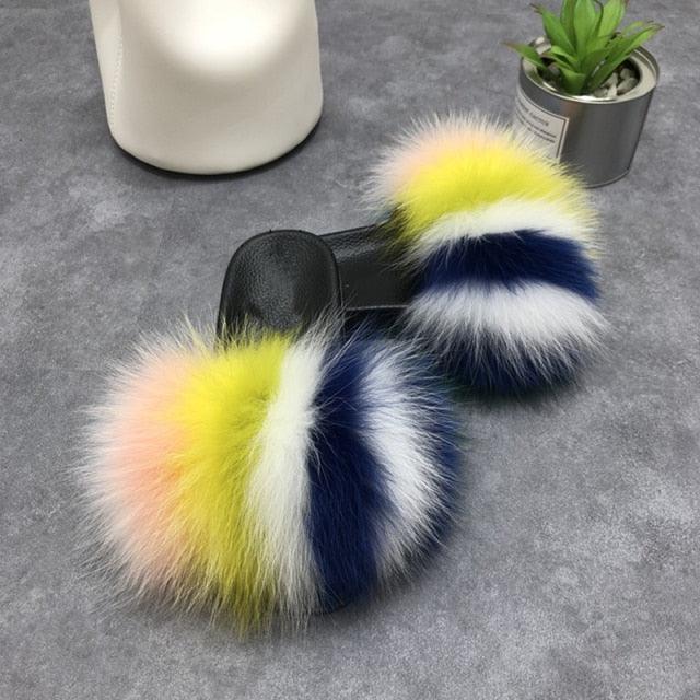 Faux Fur Fuzzy Band Slides