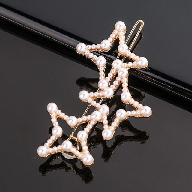 Pearl Hair Clips — Star & Round