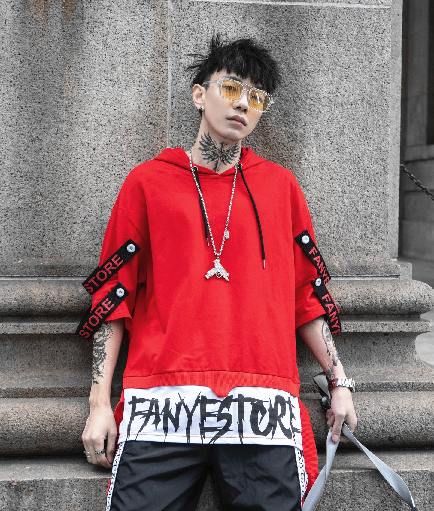 Red Solo Movement Short Sleeves Hoodie