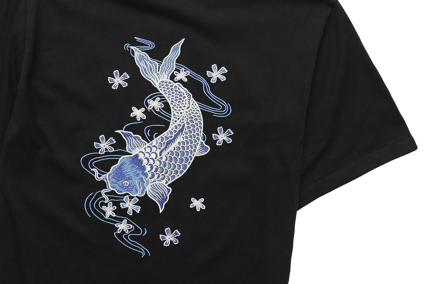 KH801 Blue Koi Embroidery Tee